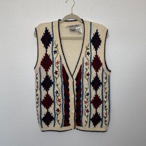 Huntington Ridge Vintage Sweater Vest Hand Knit Crochet Women’s Large